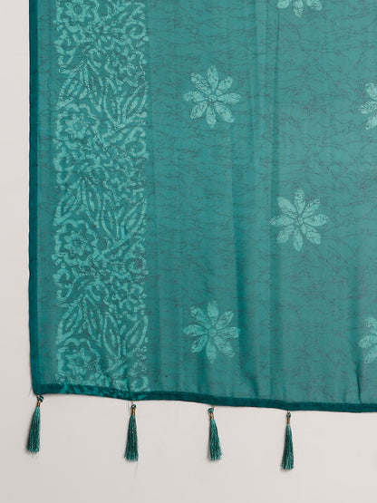 Georgette Batik Printed Saree with Unstitched Blouse Piece