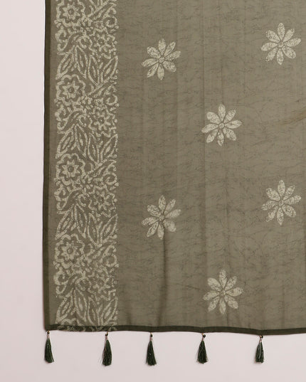 Georgette Batik Printed Saree with Unstitched Blouse Piece