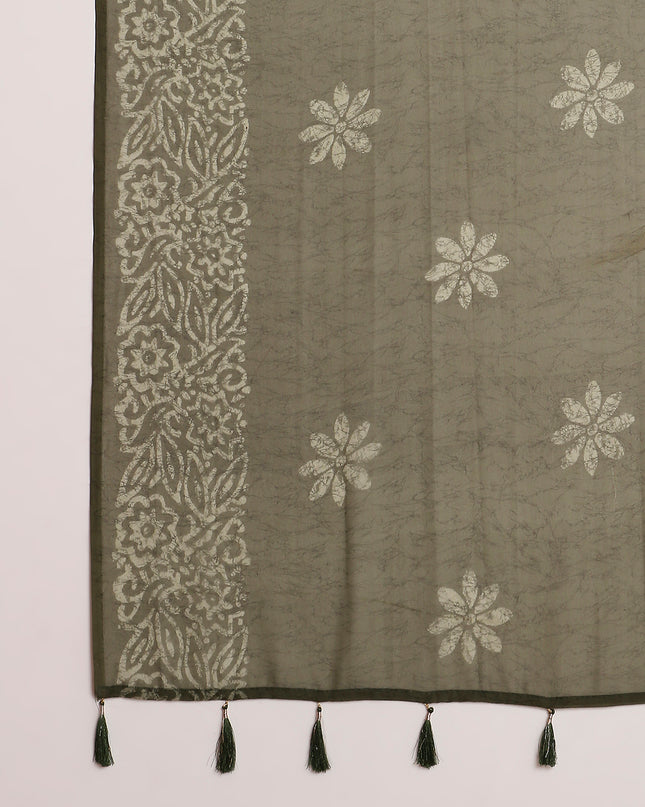 Georgette Batik Printed Saree with Unstitched Blouse Piece