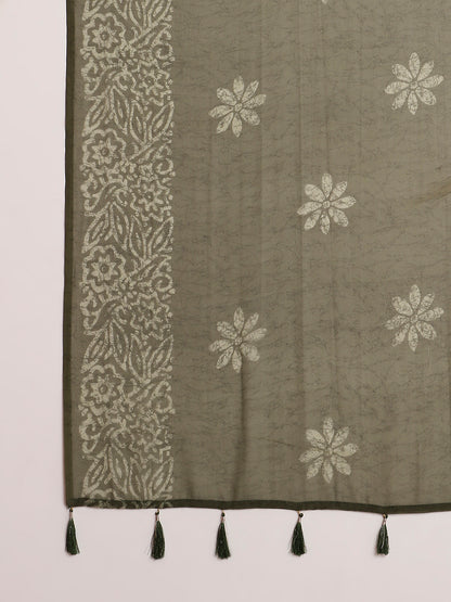 Georgette Batik Printed Saree with Unstitched Blouse Piece