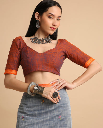 Pure Cotton Handloom Embroidered Saree with Blouse Piece