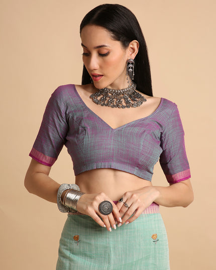 Pure Cotton Handloom Embroidered Saree with Blouse Piece