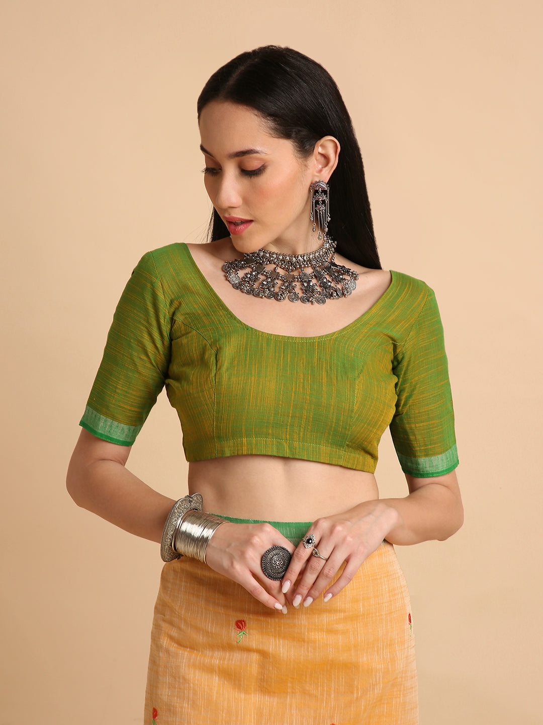 Pure Cotton Handloom Embroidered Saree with Blouse Piece