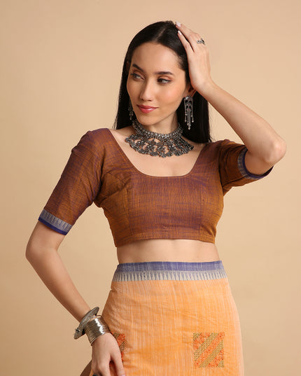 Pure Cotton Handloom Embroidered Saree with Blouse Piece