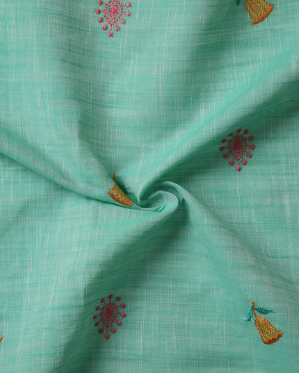 Pure Cotton Handloom Embroidered Saree with Blouse Piece