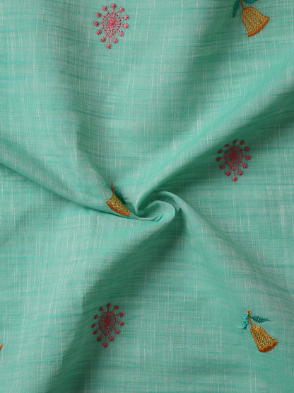 Pure Cotton Handloom Embroidered Saree with Blouse Piece