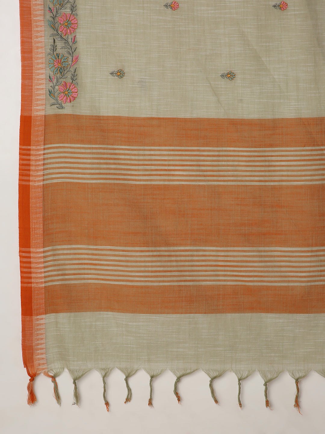 Pure Cotton Handloom Embroidered Saree with Blouse Piece