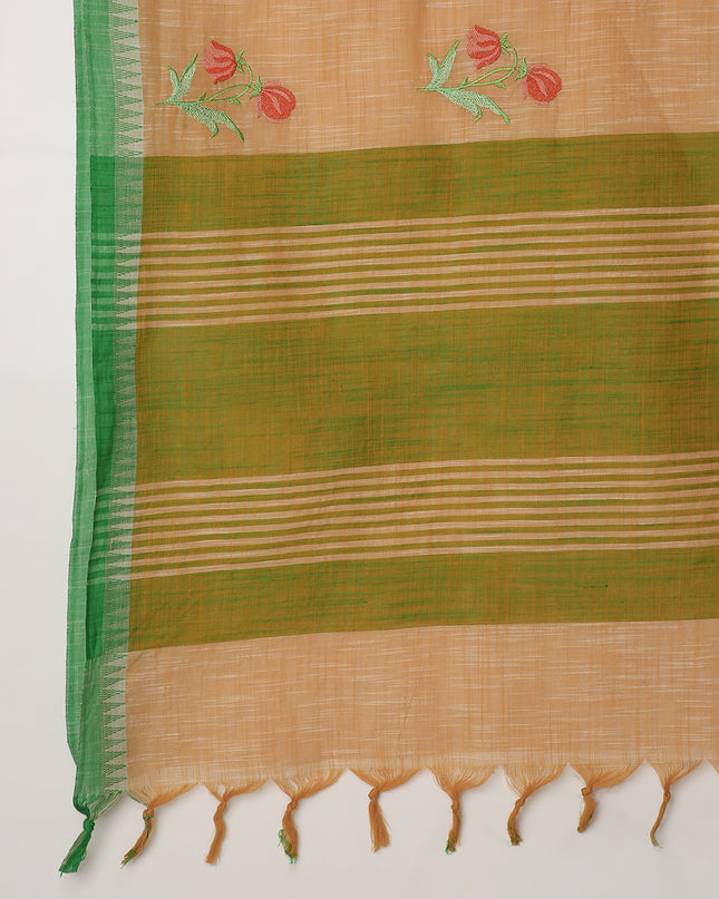 Pure Cotton Handloom Embroidered Saree with Blouse Piece