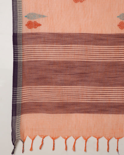 Pure Cotton Handloom Embroidered Saree with Blouse Piece