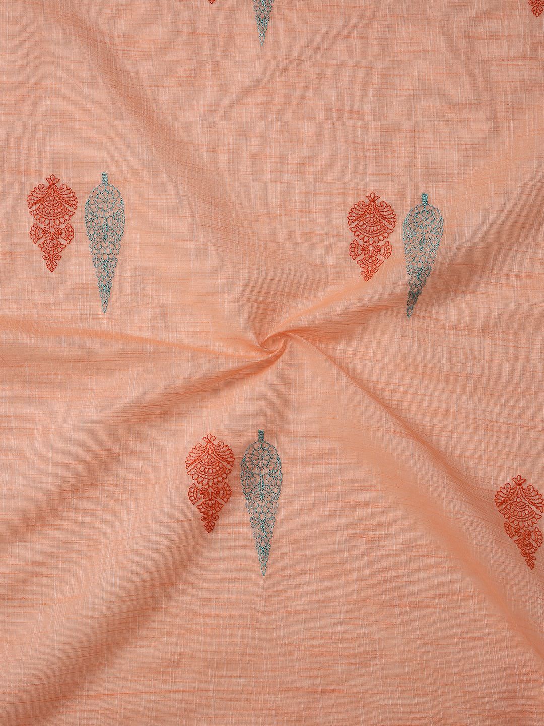 Pure Cotton Handloom Embroidered Saree with Blouse Piece