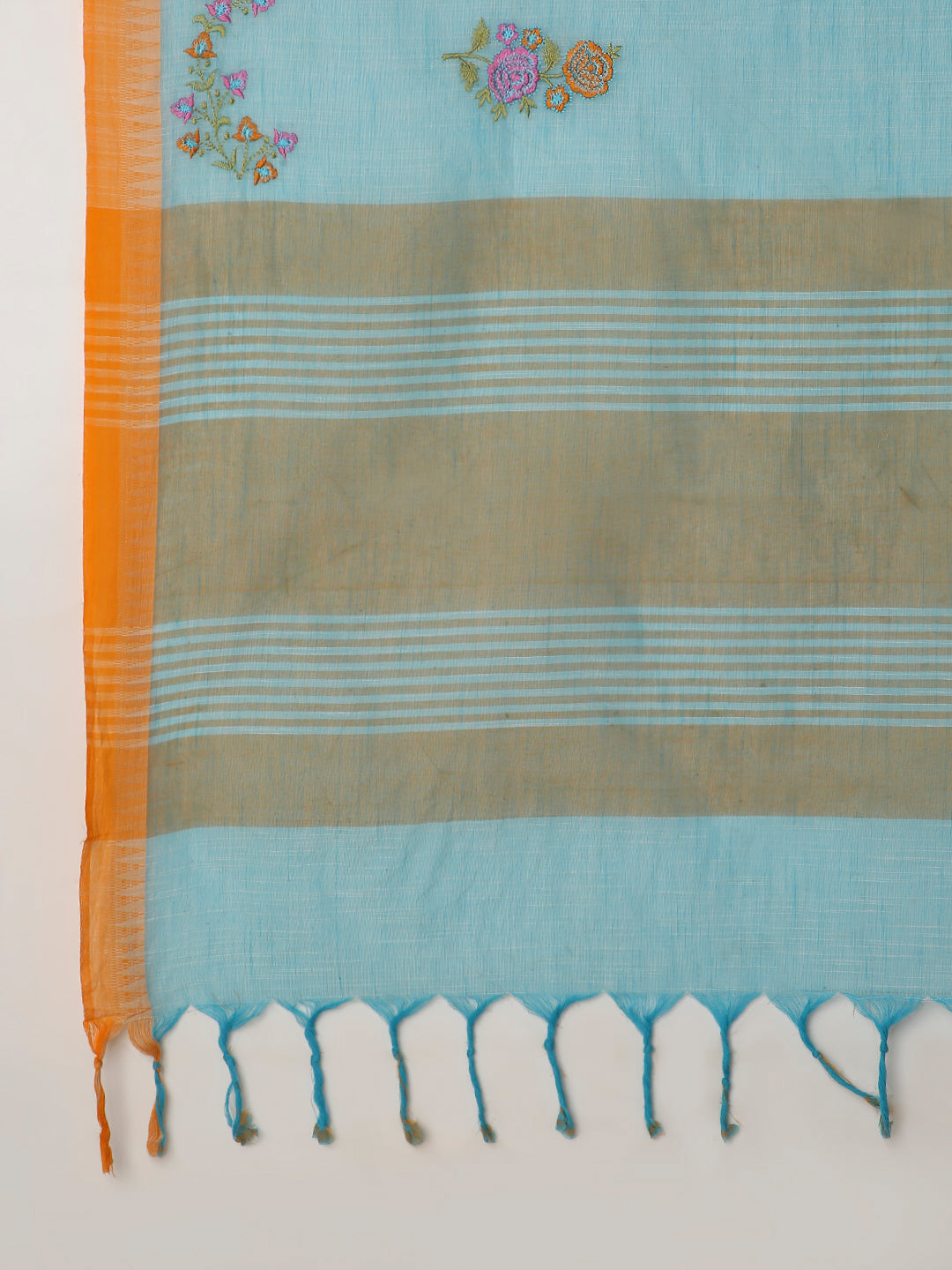 Pure Cotton Handloom Embroidered Saree with Blouse Piece
