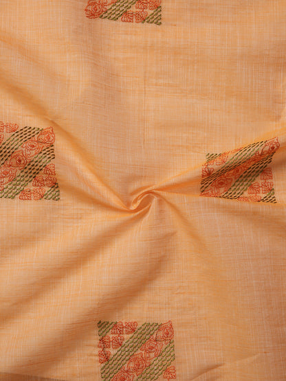 Pure Cotton Handloom Embroidered Saree with Blouse Piece