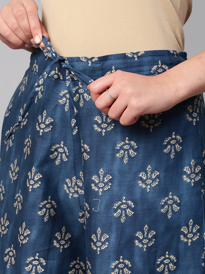 Women's Cotton Printed Loose Fit Flared Wide Leg Palazzo Pants