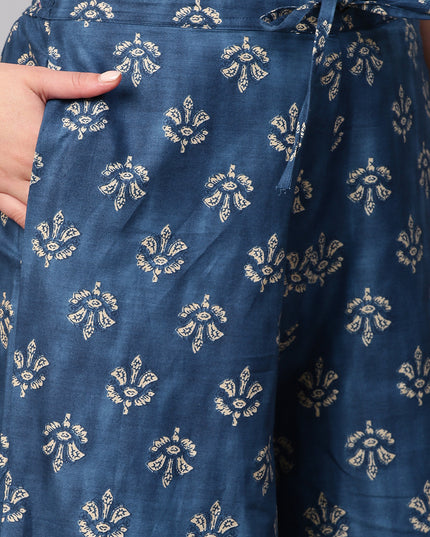 Women's Cotton Printed Loose Fit Flared Wide Leg Palazzo Pants