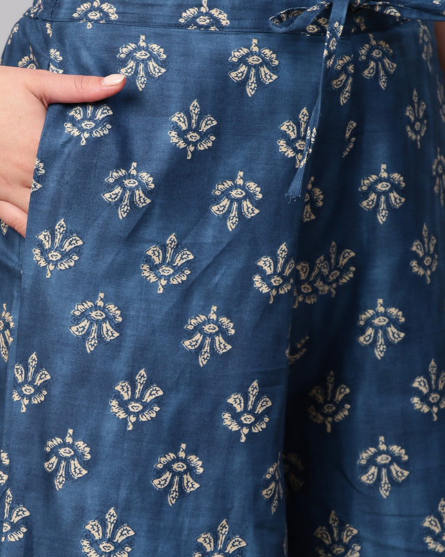 Women's Cotton Printed Loose Fit Flared Wide Leg Palazzo Pants