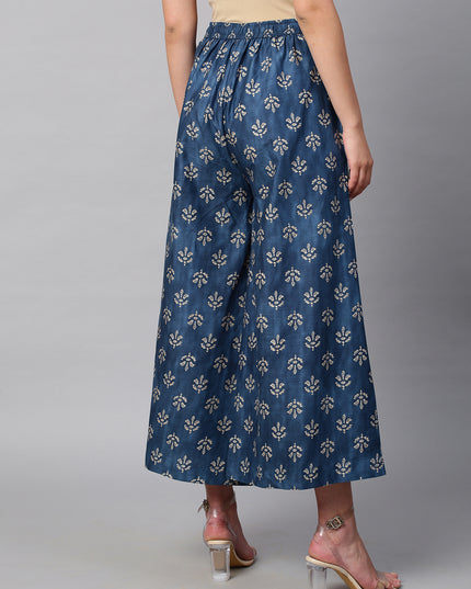Women's Cotton Printed Loose Fit Flared Wide Leg Palazzo Pants