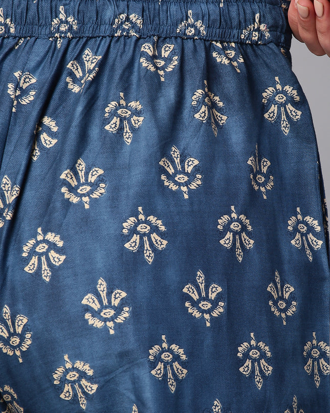 Women's Cotton Printed Loose Fit Flared Wide Leg Palazzo Pants