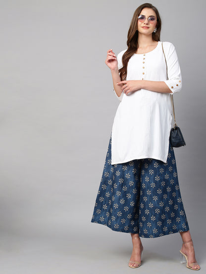 Women's Cotton Printed Loose Fit Flared Wide Leg Palazzo Pants