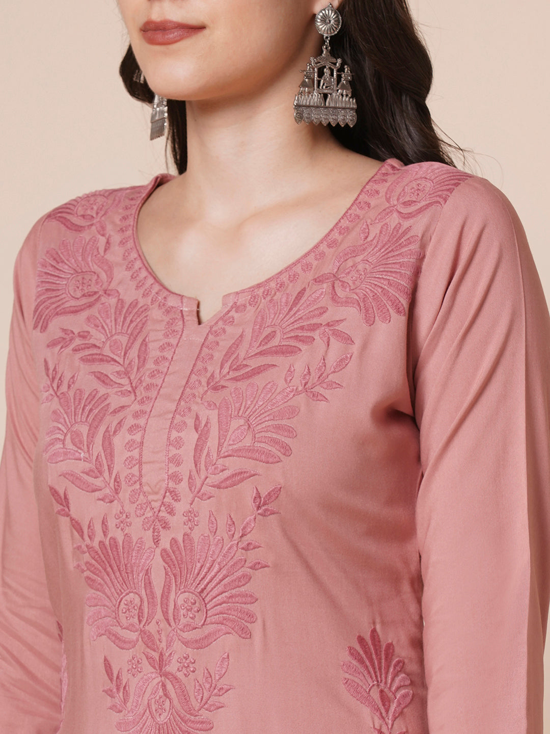 Rayon Straight Lucknowi Chikankari Ethnic Wear Kurta