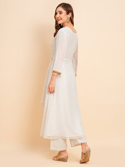 RATAN Women's Georgette Lurex Layered Ethnic Wear Kurta