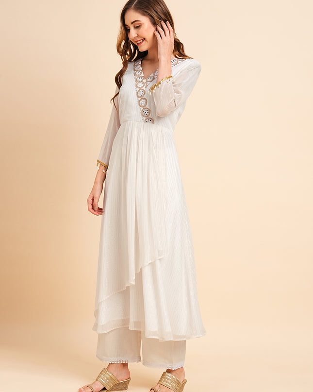Georgette Lurex Layered Ethnic Wear Kurta