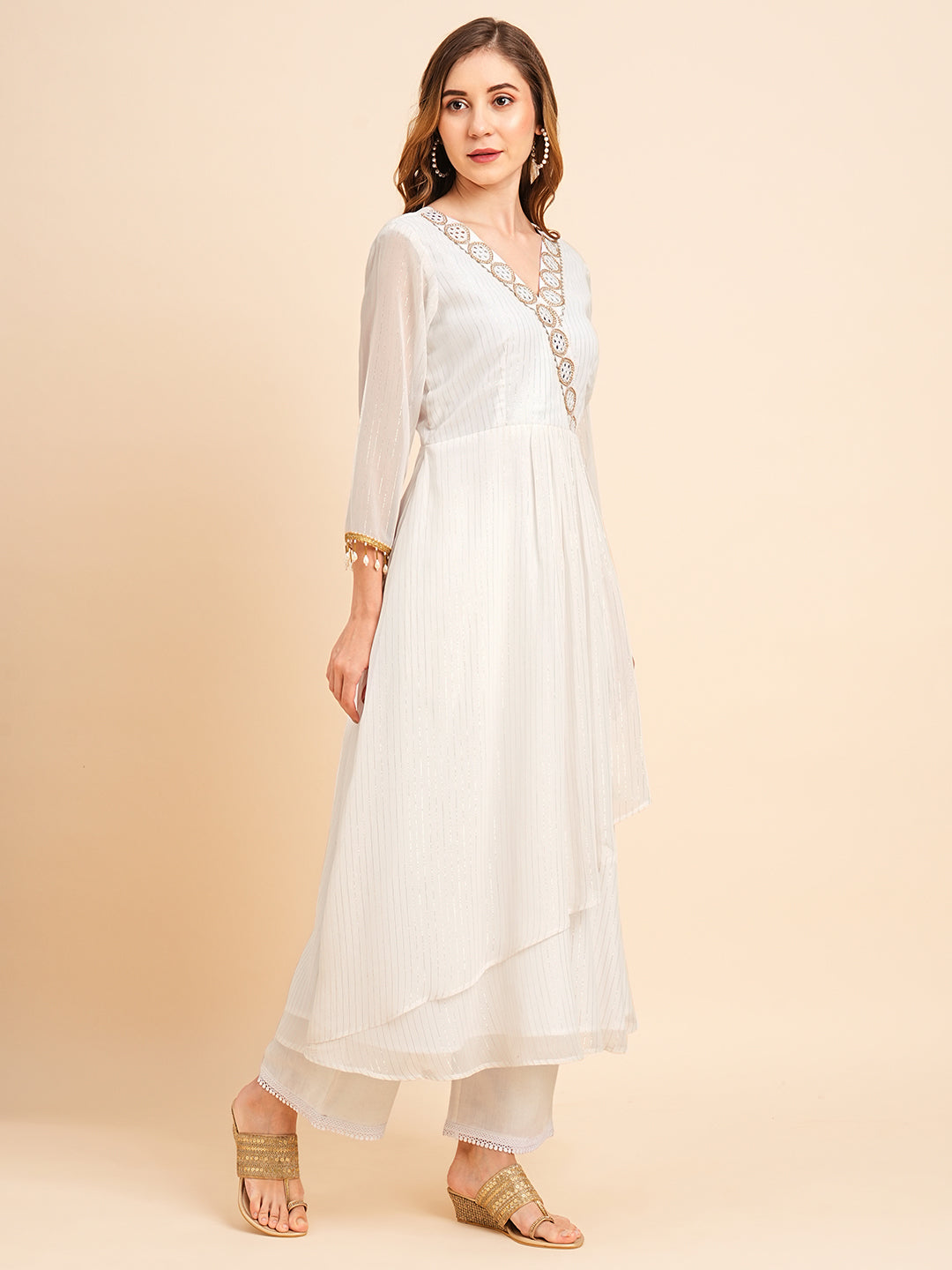 Georgette Lurex Layered Ethnic Wear Kurta