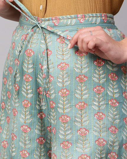 Women's Cotton Printed Loose Fit Flared Wide Leg Palazzo Pants