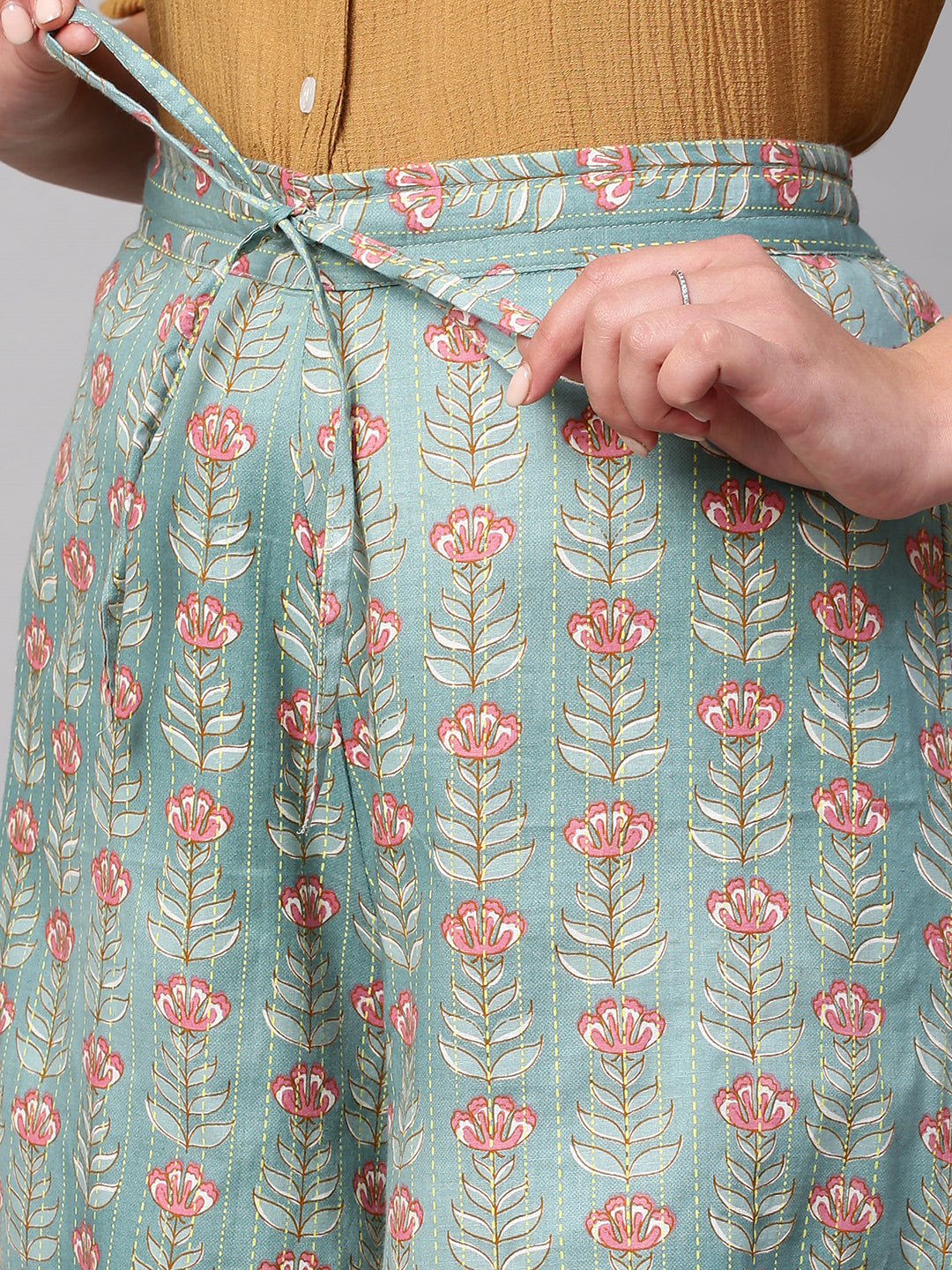 Women's Cotton Printed Loose Fit Flared Wide Leg Palazzo Pants