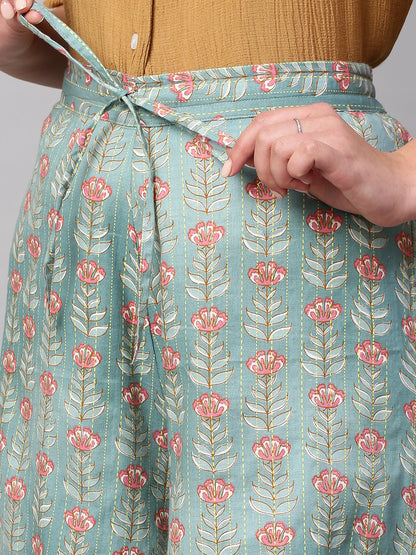 Women's Cotton Printed Loose Fit Flared Wide Leg Palazzo Pants