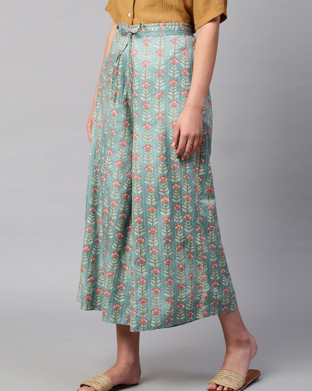 Women's Cotton Printed Loose Fit Flared Wide Leg Palazzo Pants