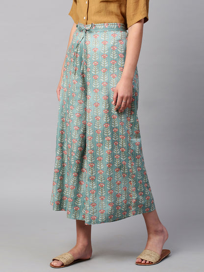 Women's Cotton Printed Loose Fit Flared Wide Leg Palazzo Pants