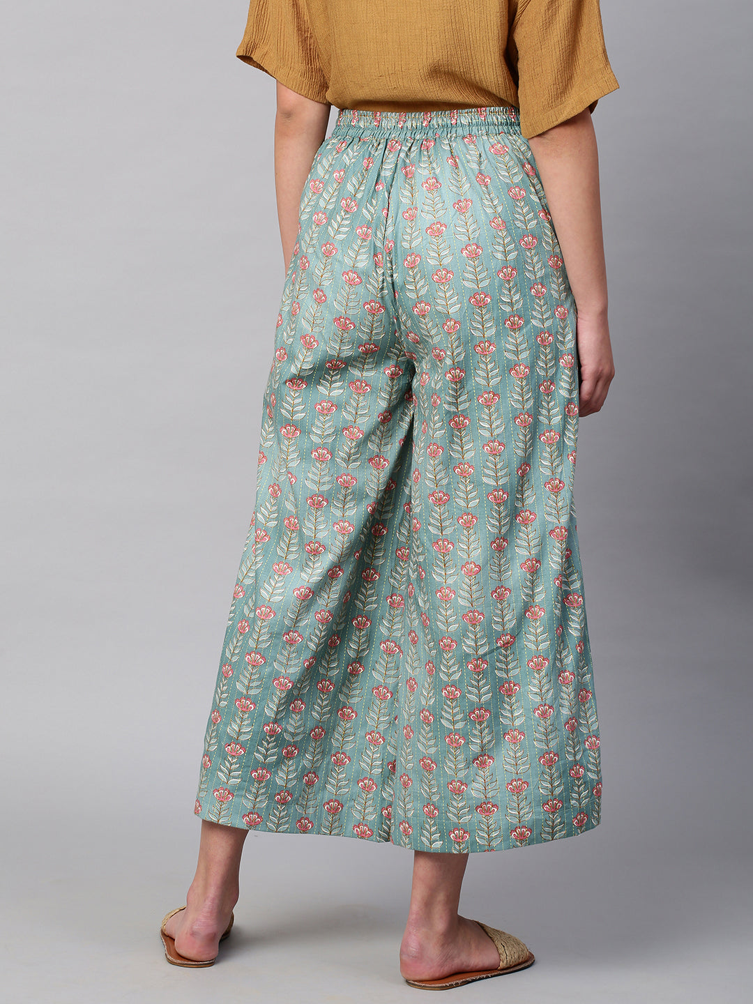 Women's Cotton Printed Loose Fit Flared Wide Leg Palazzo Pants