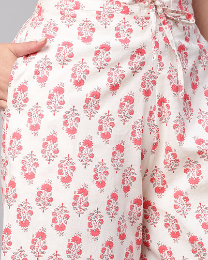 Women's Cotton Printed Loose Fit Flared Wide Leg Palazzo Pants