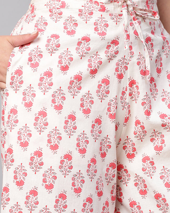 Women's Cotton Printed Loose Fit Flared Wide Leg Palazzo Pants