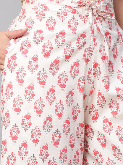 Women's Cotton Printed Loose Fit Flared Wide Leg Palazzo Pants