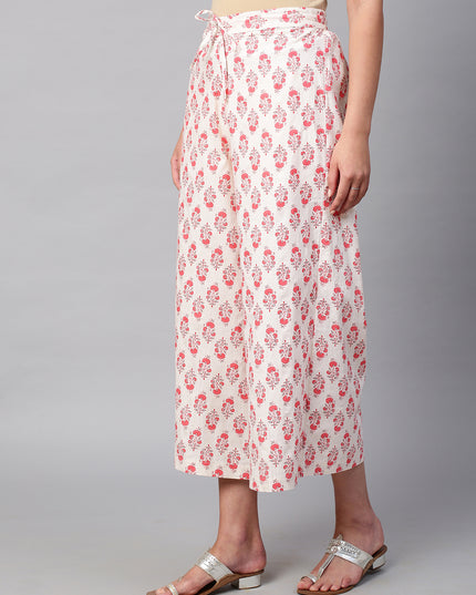 Women's Cotton Printed Loose Fit Flared Wide Leg Palazzo Pants