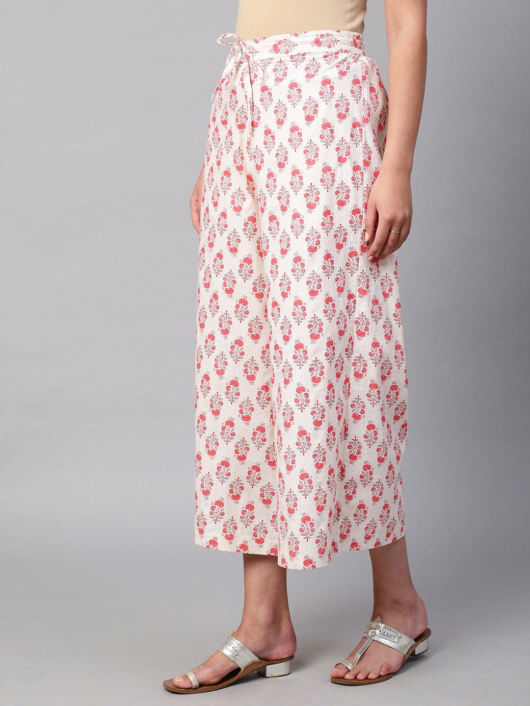 Women's Cotton Printed Loose Fit Flared Wide Leg Palazzo Pants