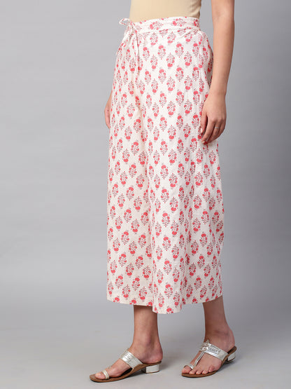 Women's Cotton Printed Loose Fit Flared Wide Leg Palazzo Pants