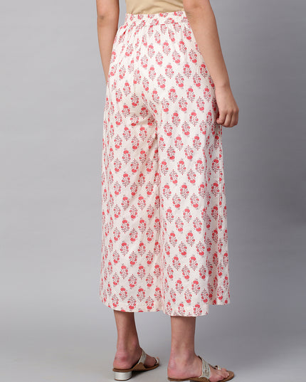 Women's Cotton Printed Loose Fit Flared Wide Leg Palazzo Pants