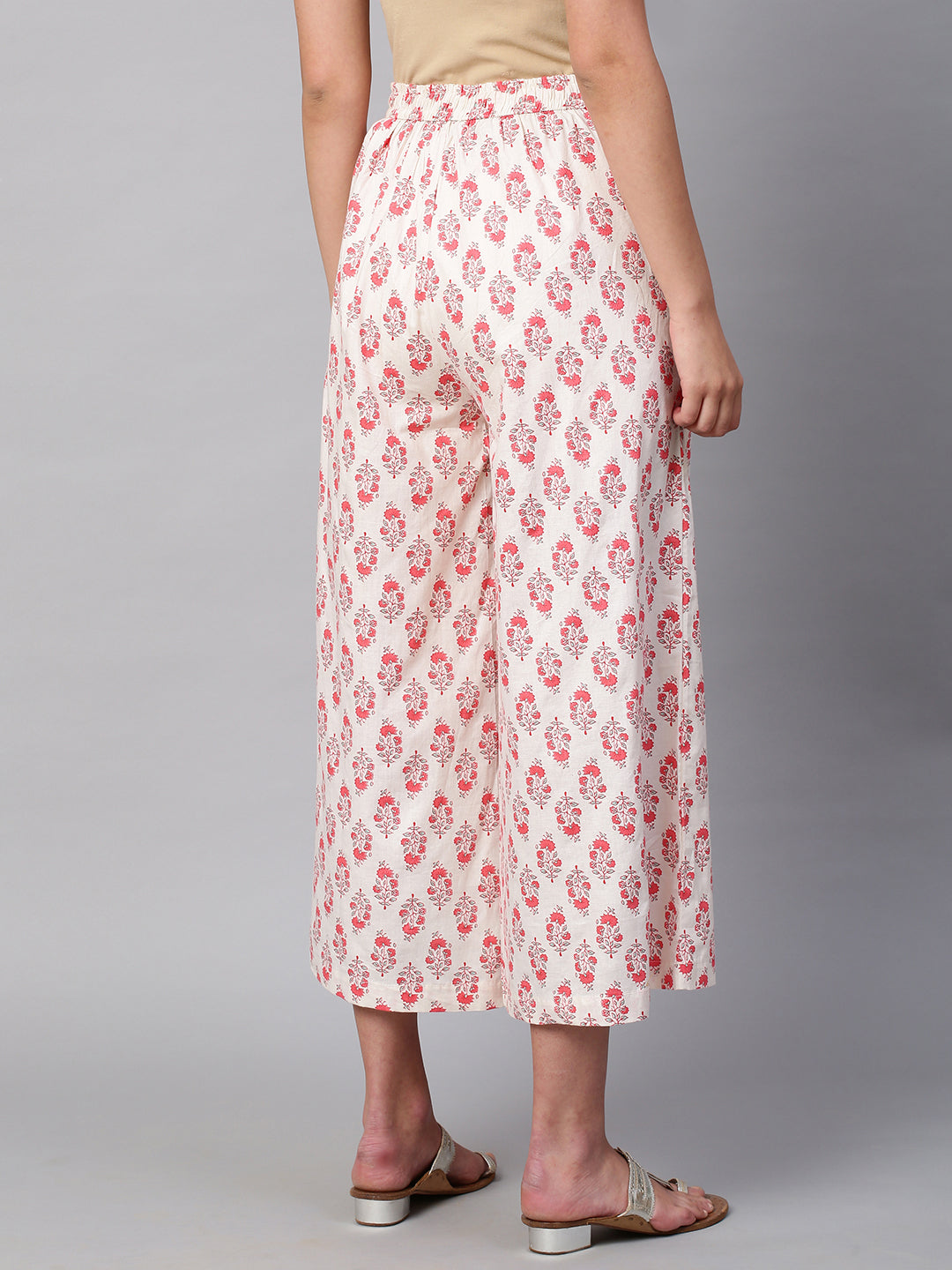 Women's Cotton Printed Loose Fit Flared Wide Leg Palazzo Pants