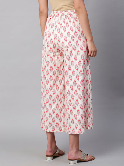 Women's Cotton Printed Loose Fit Flared Wide Leg Palazzo Pants