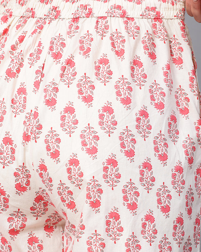 Women's Cotton Printed Loose Fit Flared Wide Leg Palazzo Pants