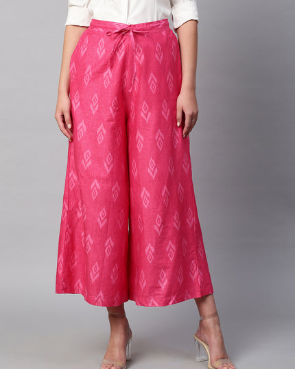 Women's Cotton Printed Loose Fit Flared Wide Leg Palazzo Pants