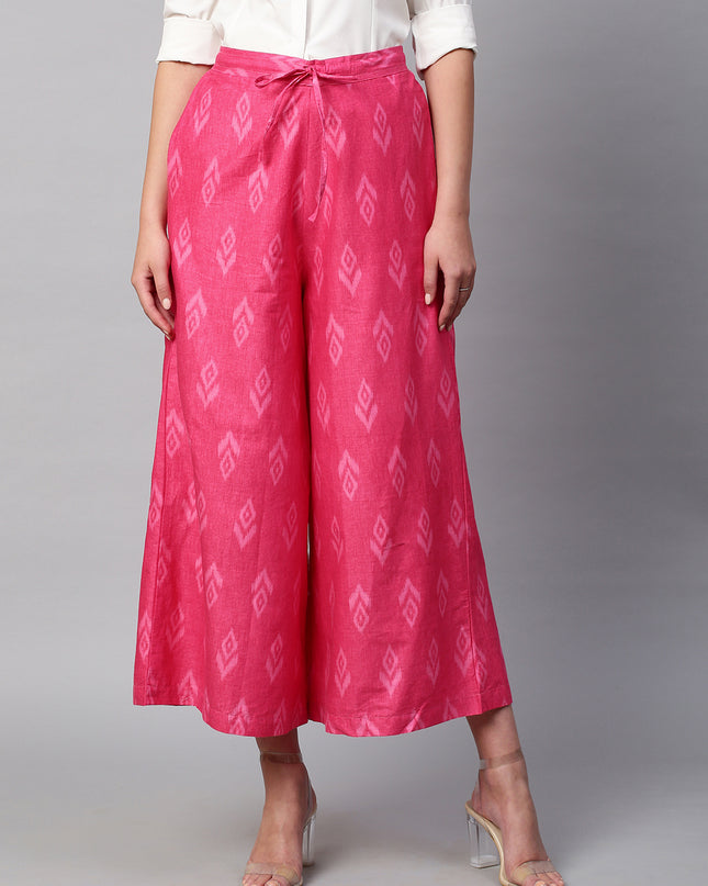 Women's Cotton Printed Loose Fit Flared Wide Leg Palazzo Pants