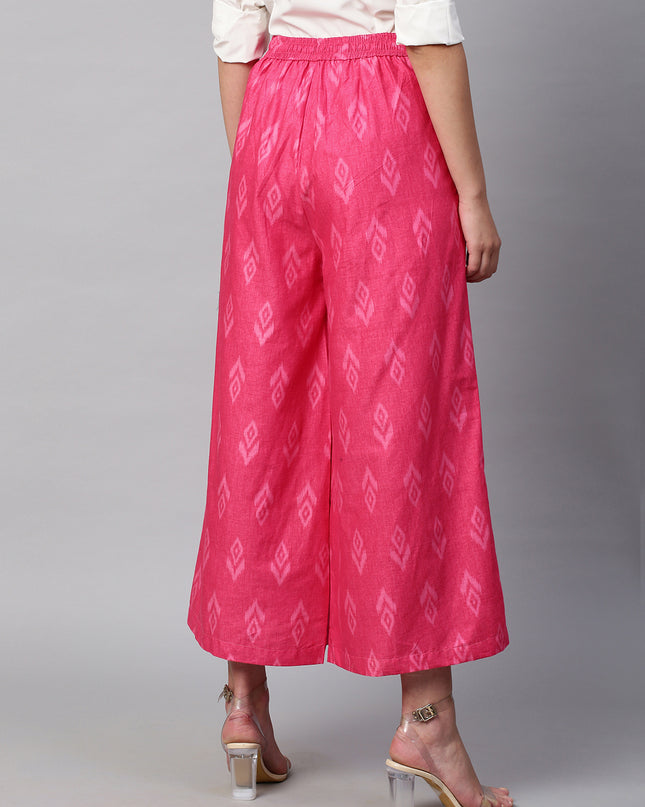 Women's Cotton Printed Loose Fit Flared Wide Leg Palazzo Pants