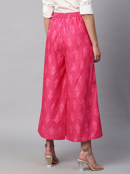 Women's Cotton Printed Loose Fit Flared Wide Leg Palazzo Pants