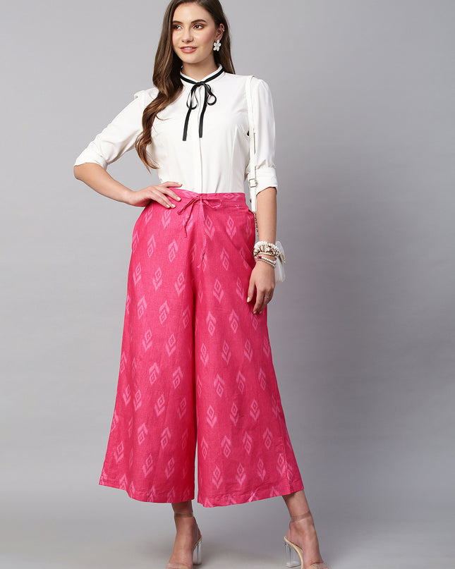 Women's Cotton Printed Loose Fit Flared Wide Leg Palazzo Pants