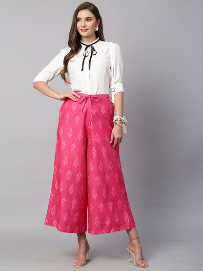 Women's Cotton Printed Loose Fit Flared Wide Leg Palazzo Pants