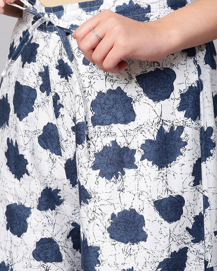 Women's Cotton Printed Loose Fit Flared Wide Leg Palazzo Pants