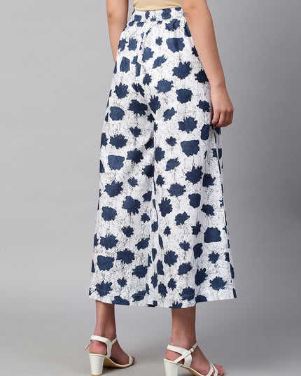 Women's Cotton Printed Loose Fit Flared Wide Leg Palazzo Pants